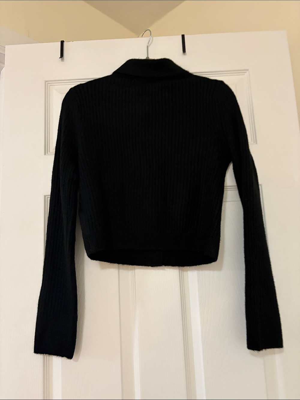 GAP Black Ribbed Collared Button Cardigan - Picture 4 of 5
